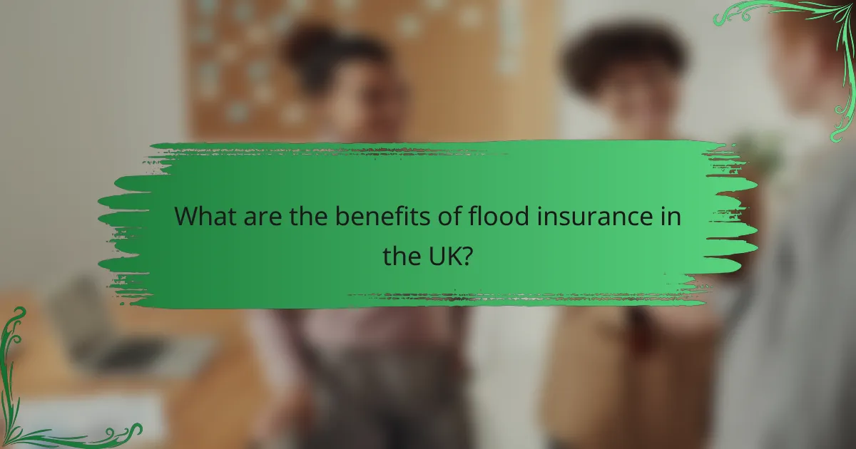 What are the benefits of flood insurance in the UK?