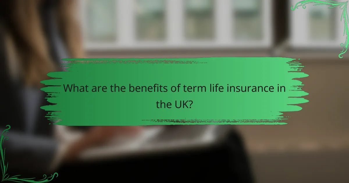 What are the benefits of term life insurance in the UK?