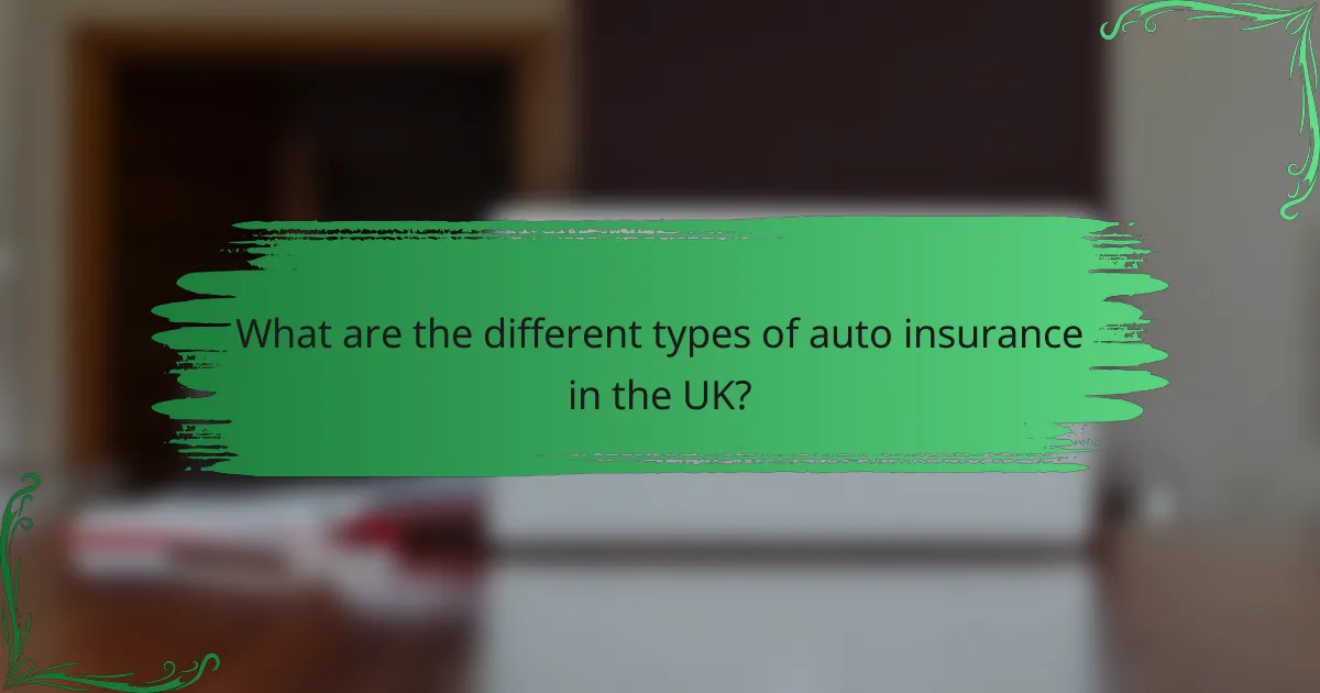 What are the different types of auto insurance in the UK?