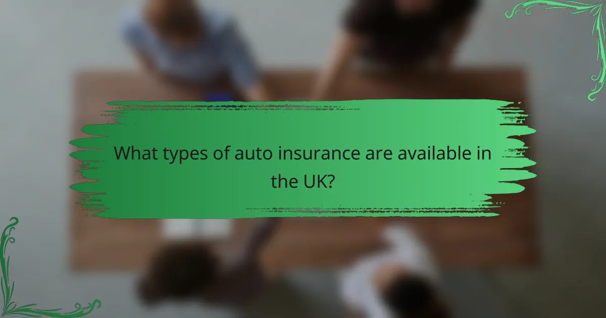 What types of auto insurance are available in the UK?